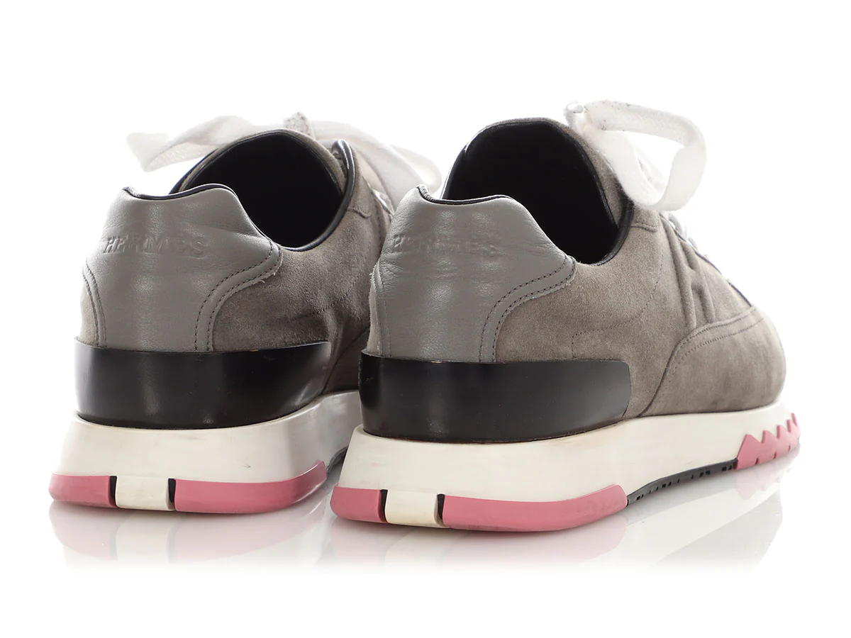 Hermès Gray Suede Trail Sneakers - Image 4