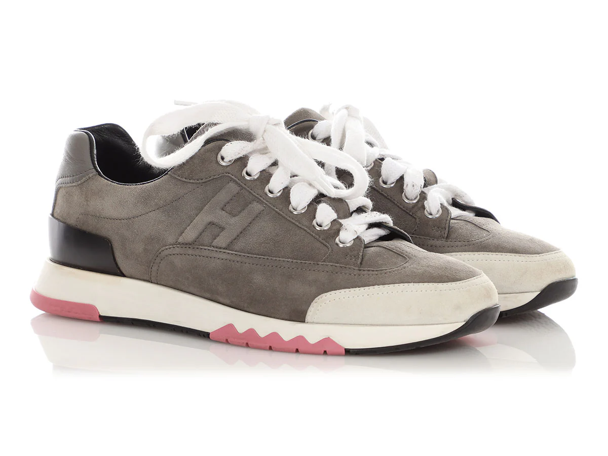 Hermès Gray Suede Trail Sneakers - Image 5