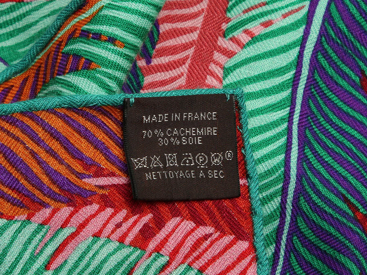 Hermès Jaguar Quetzal Cashmere Silk Shawl 140cm - Image 3