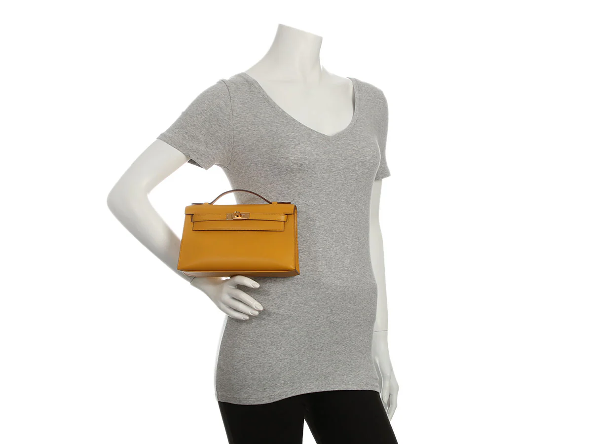Hermès Jaune Ambre Swift Kelly Pochette - Image 11