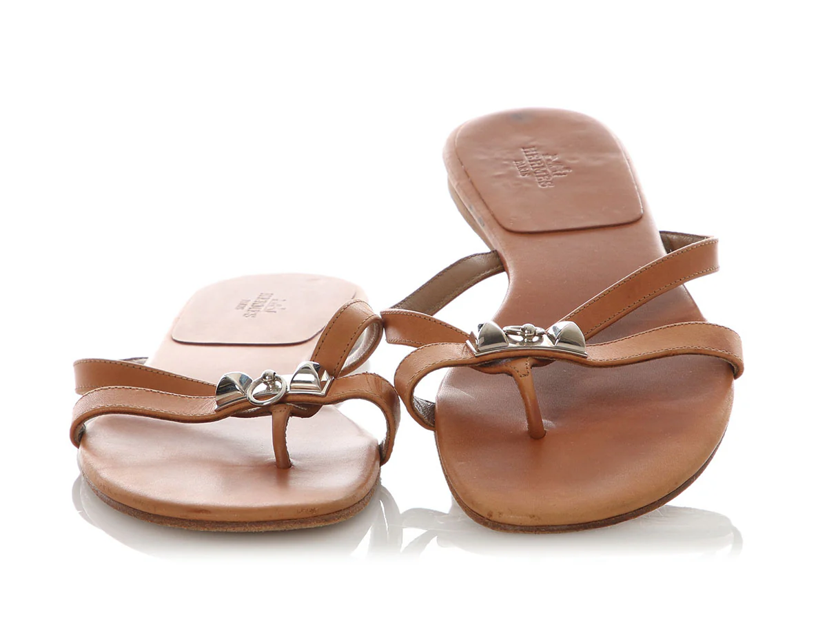 Hermès Leather Corfou Thong Sandals - Image 2