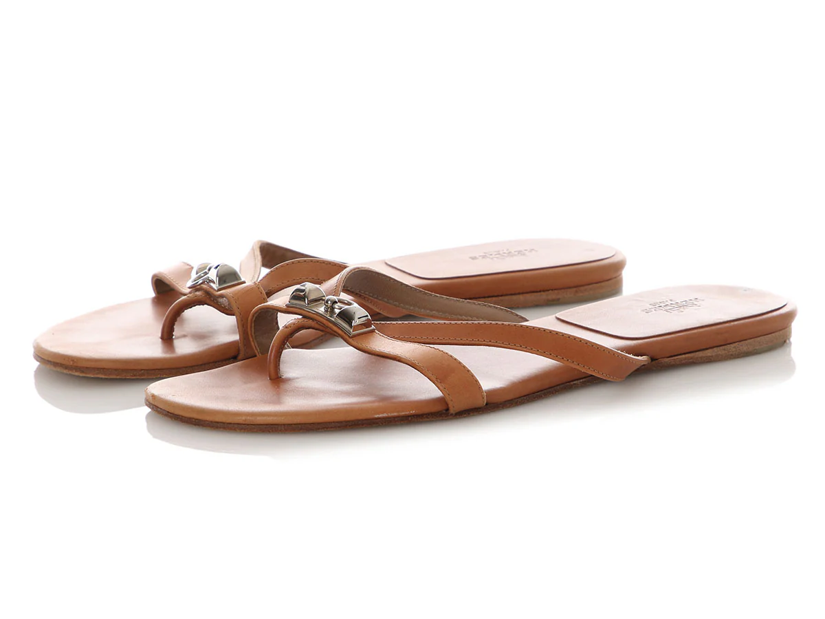 Hermès Leather Corfou Thong Sandals - Image 3
