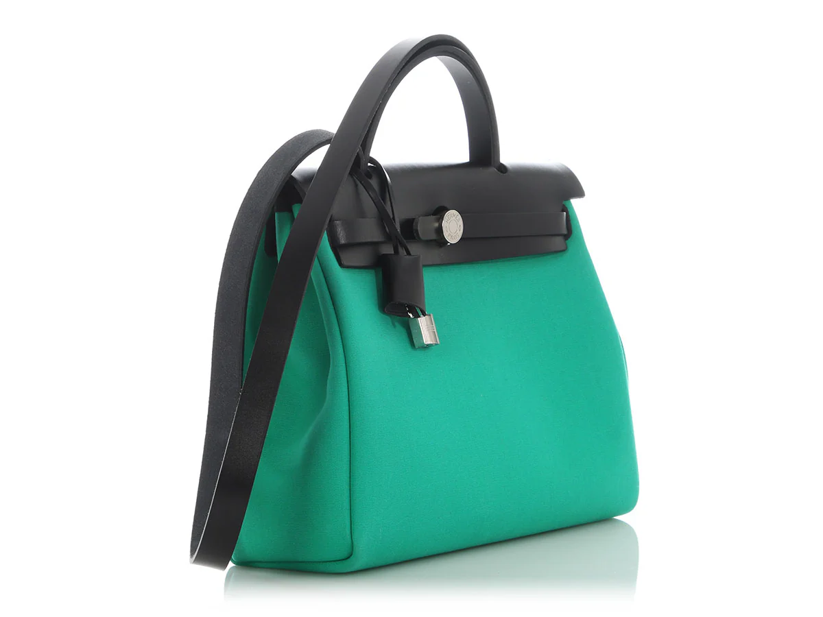 Hermès Menthe Toile Officier and Black Vache Hunter Herbag Zip 31 - Image 6