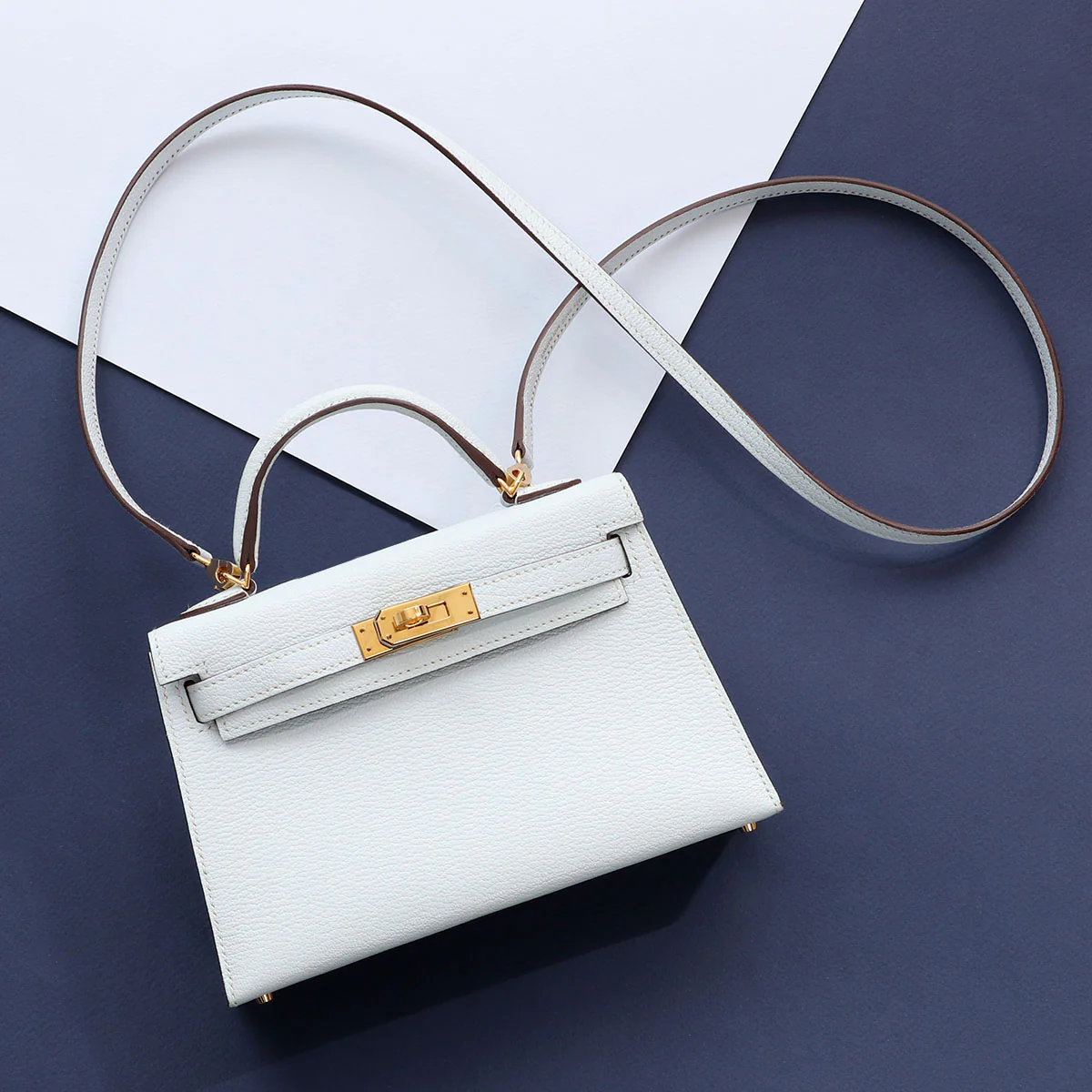 Hermès Mini Bleu Brume Chèvre Mysore Kelly 20 - Image 2