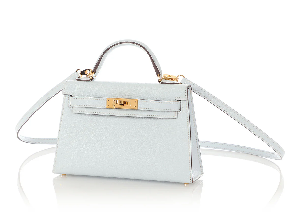 Hermès Mini Bleu Brume Chèvre Mysore Kelly 20 - Image 3