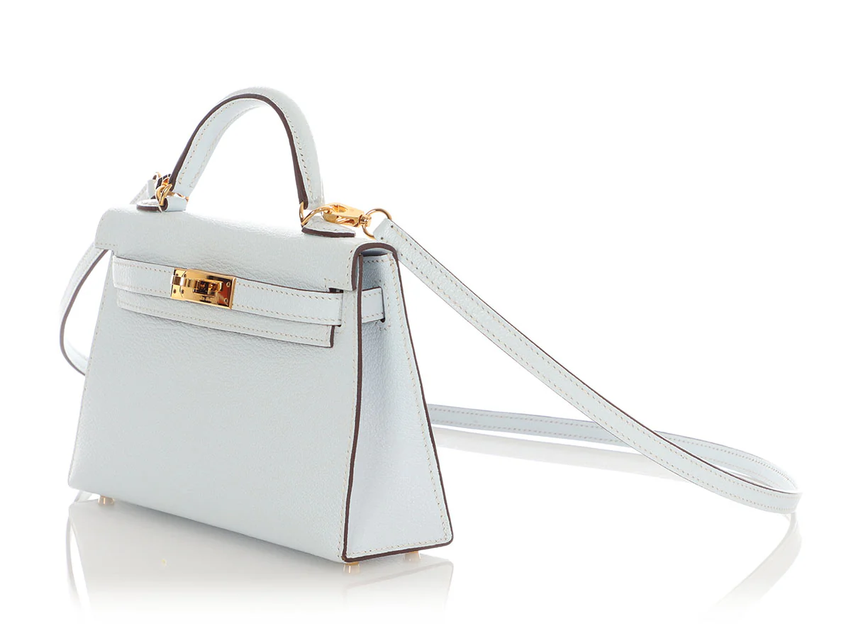 Hermès Mini Bleu Brume Chèvre Mysore Kelly 20 - Image 4
