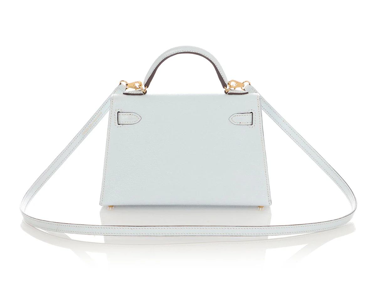Hermès Mini Bleu Brume Chèvre Mysore Kelly 20 - Image 5