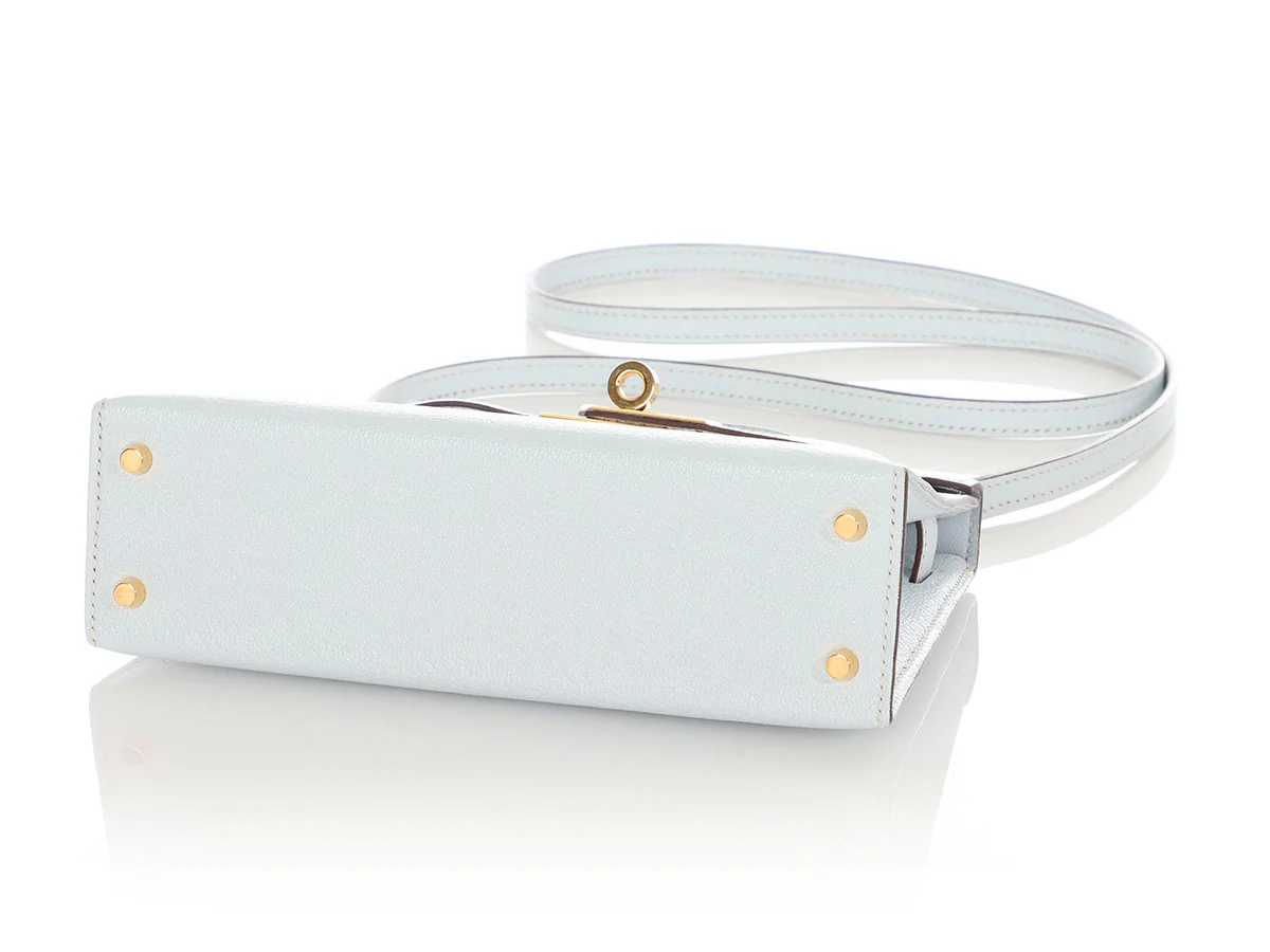 Hermès Mini Bleu Brume Chèvre Mysore Kelly 20 - Image 7