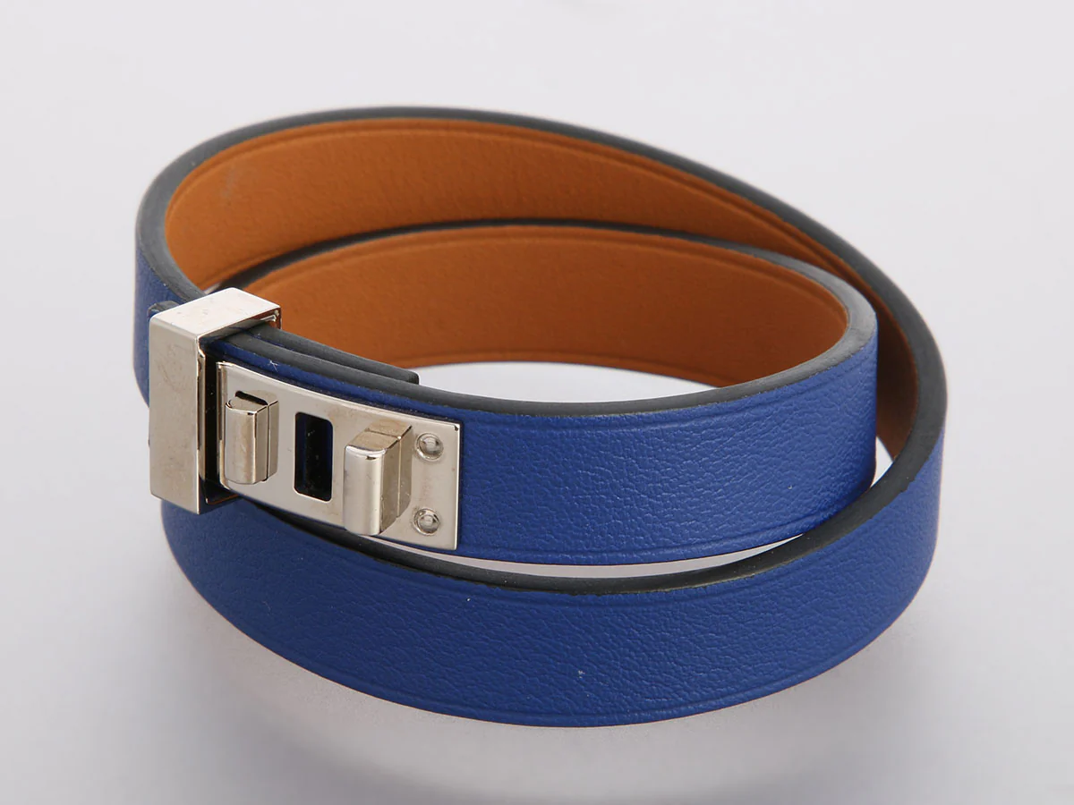 Hermès Mini Bleu Electrique Swift Dog Bracelet - Image 3