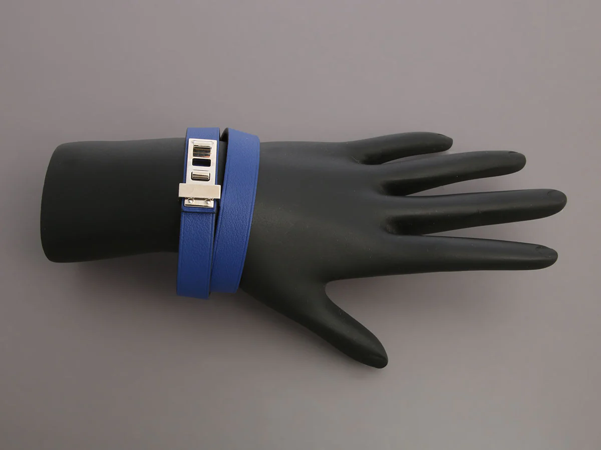 Hermès Mini Bleu Electrique Swift Dog Bracelet - Image 5