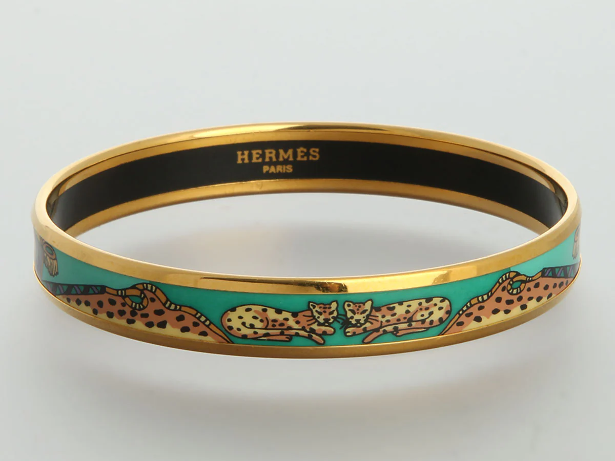 Hermès Narrow Leopard Enamel Bangle - Image 2