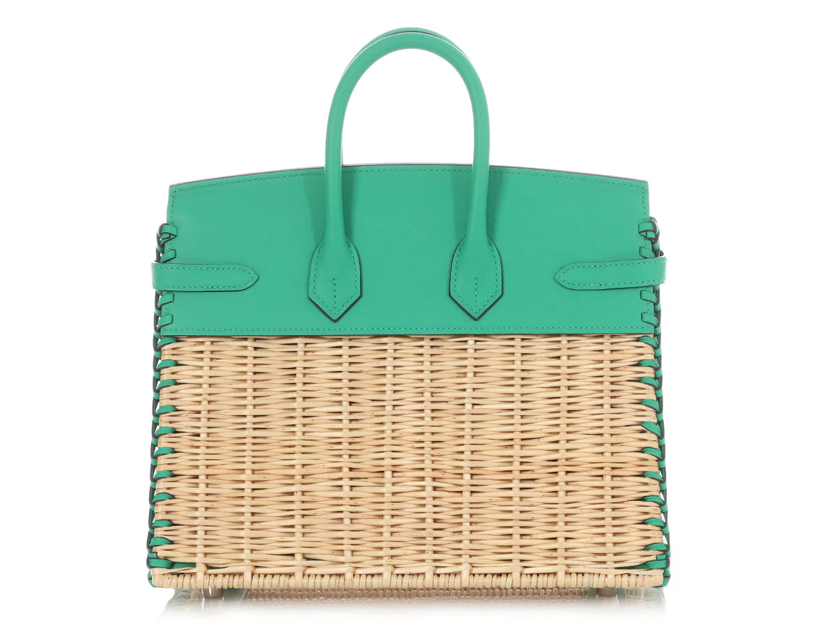 Hermès Naturel Wicker and Menthe Swift Picnic Birkin 25 - Image 4