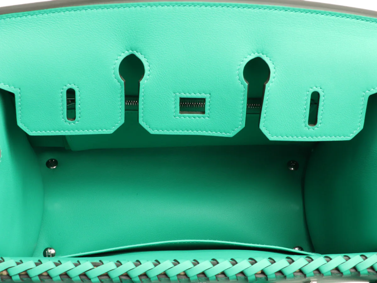 Hermès Naturel Wicker and Menthe Swift Picnic Birkin 25 - Image 9