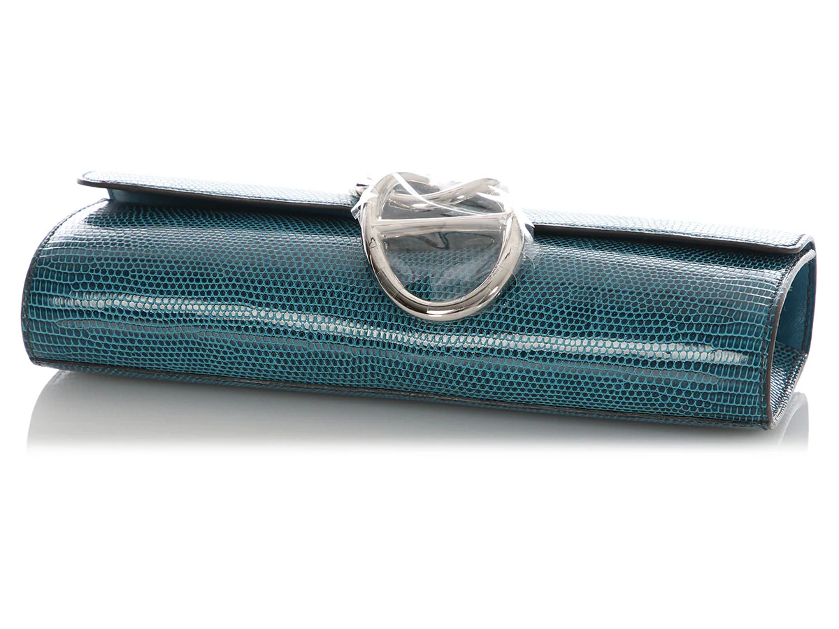 Hermès Petrol Lizard Egée Clutch - Image 6