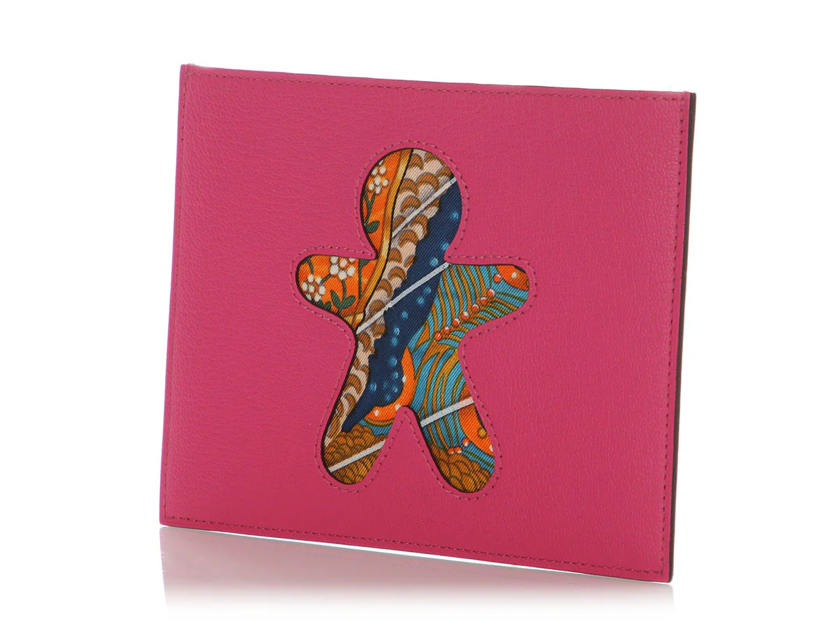 Hermès Pink and Brown Chèvre Gingerbread Petit H Passport Holder - Image 2