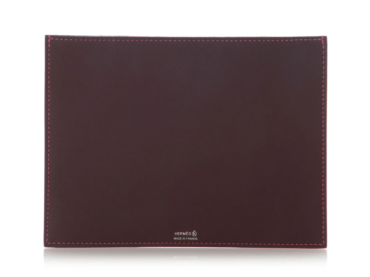 Hermès Pink and Brown Chèvre Gingerbread Petit H Passport Holder - Image 3