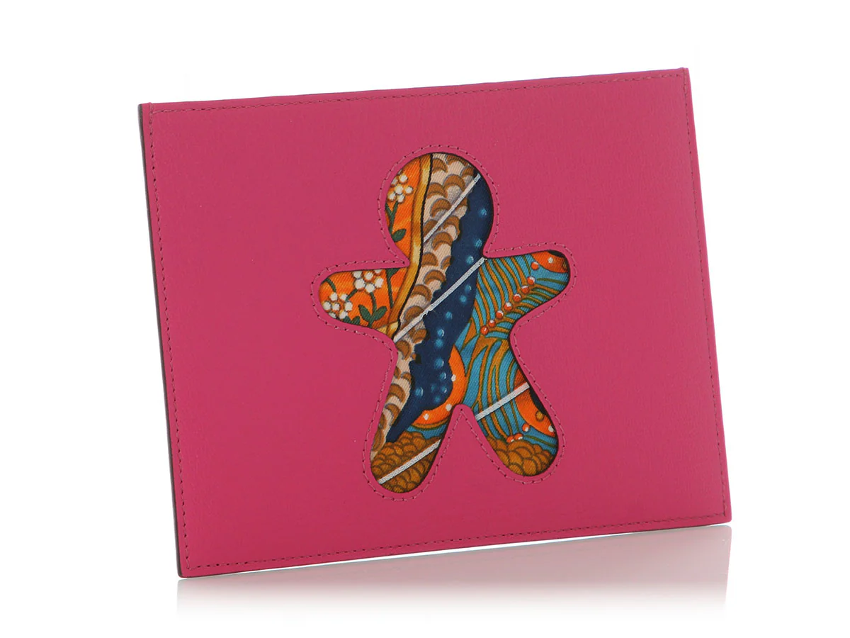 Hermès Pink and Brown Chèvre Gingerbread Petit H Passport Holder - Image 4