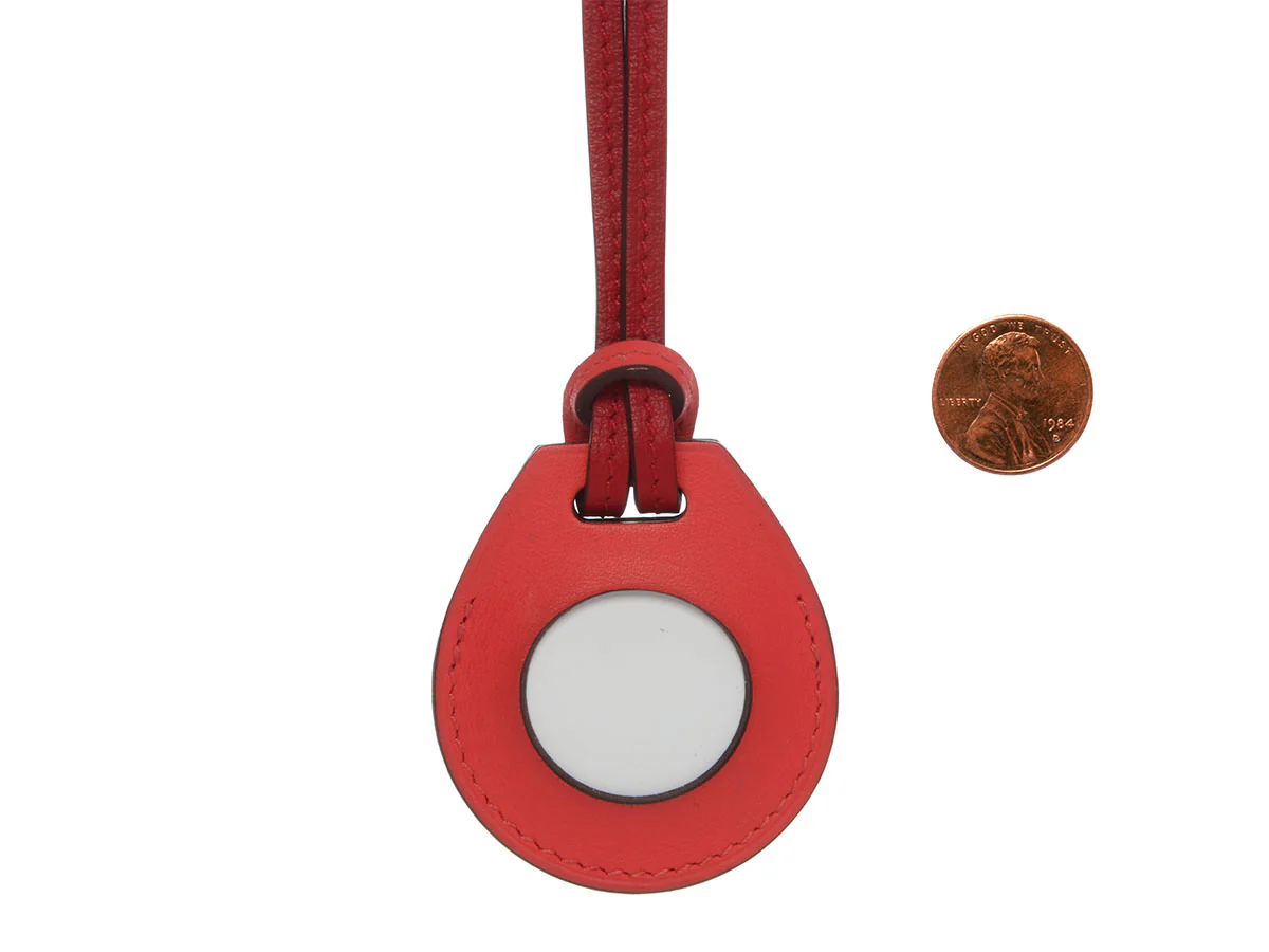 Hermès Rose Texas and Rouge Piment Swift Apple AirTag Bag Charm - Image 5