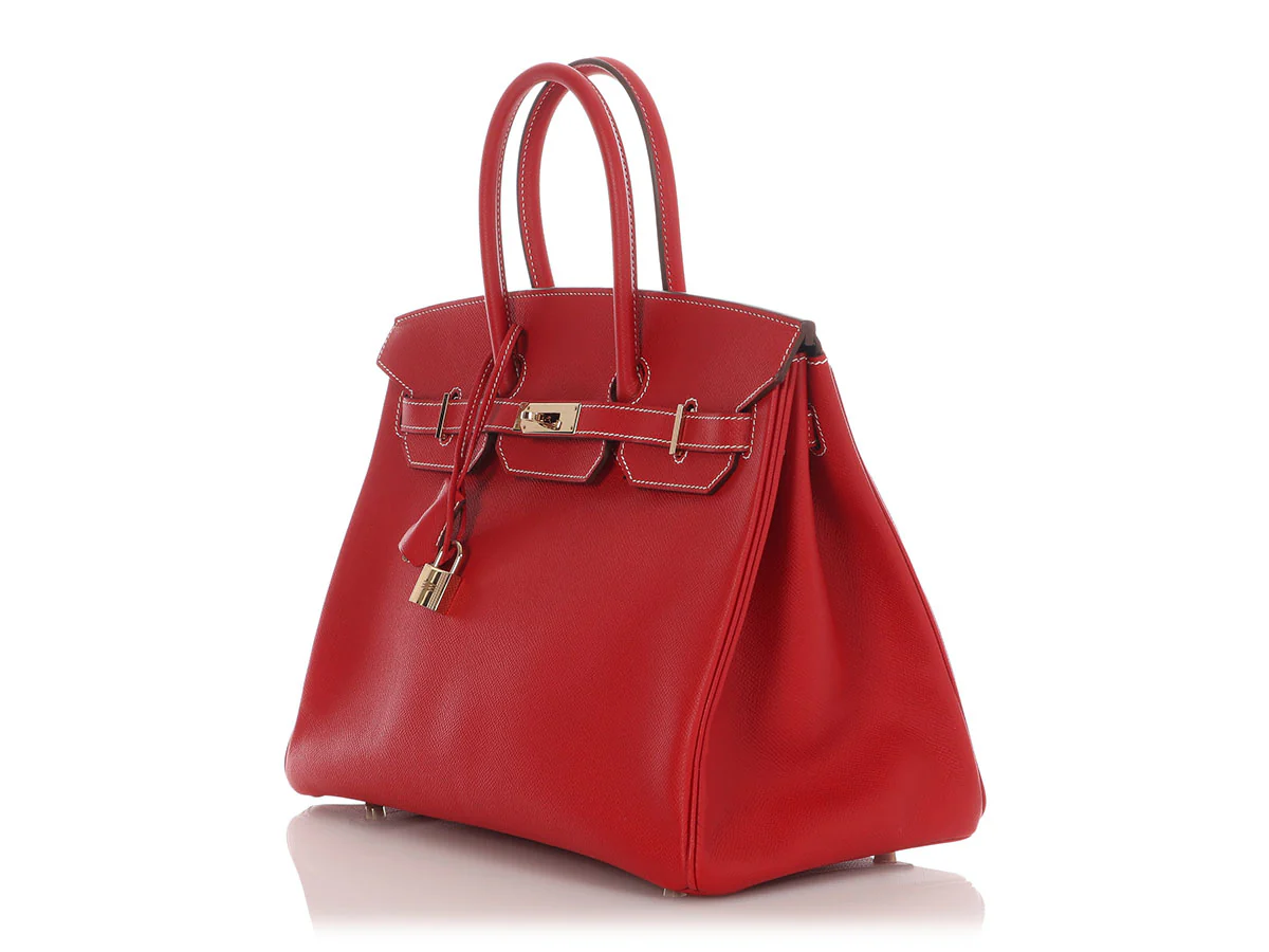 Hermès Rouge Casaque and Blue Thalassa Epsom Candy Birkin 35 - Image 3