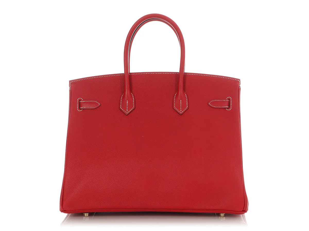 Hermès Rouge Casaque and Blue Thalassa Epsom Candy Birkin 35 - Image 4