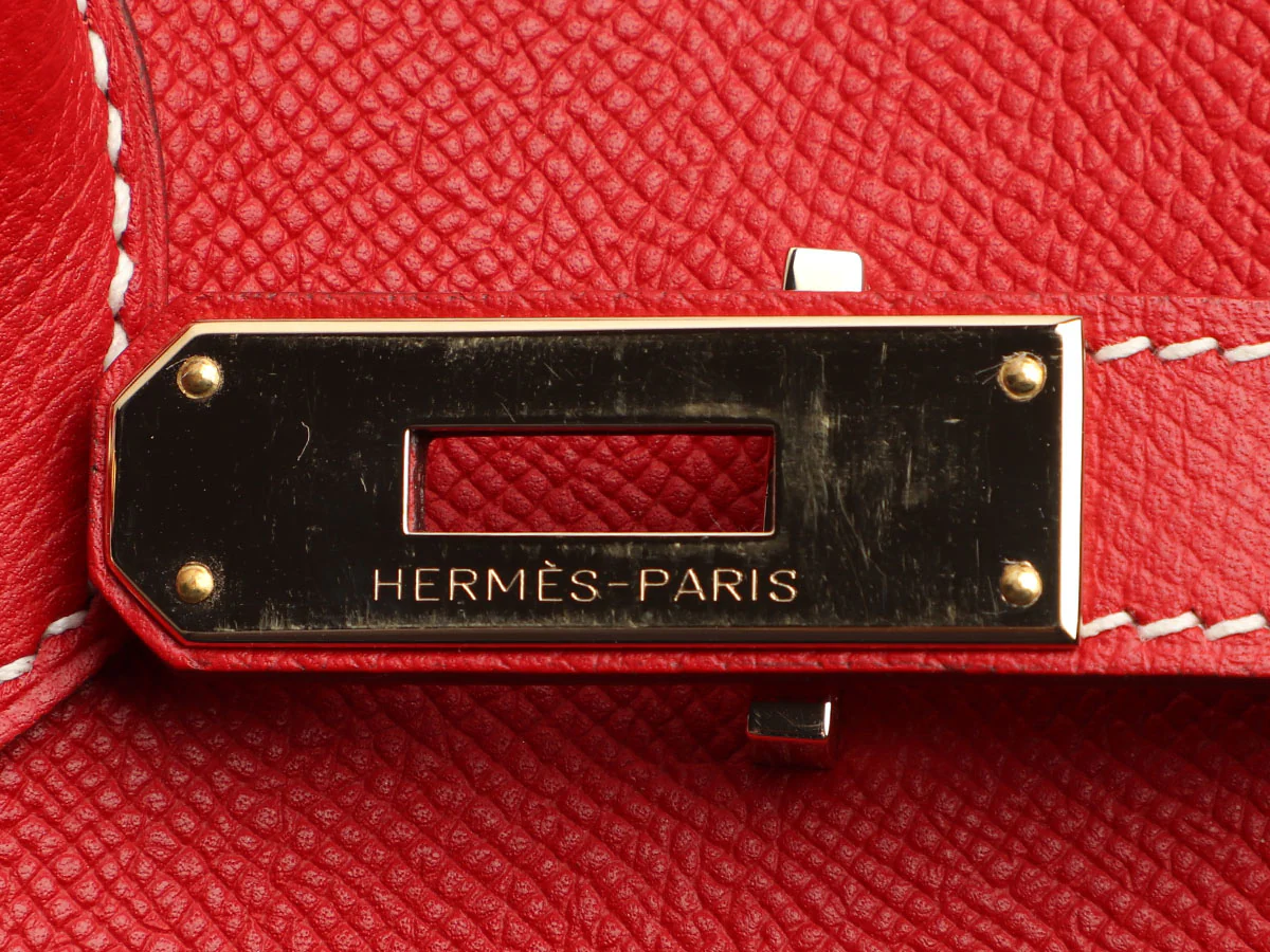 Hermès Rouge Casaque and Blue Thalassa Epsom Candy Birkin 35 - Image 9