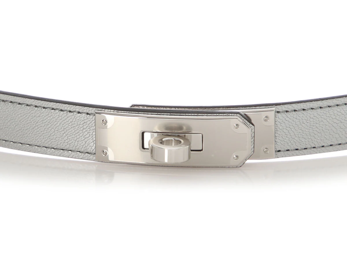 Hermès Silver Chamkilight Goatskin Kelly Belt - Image 2
