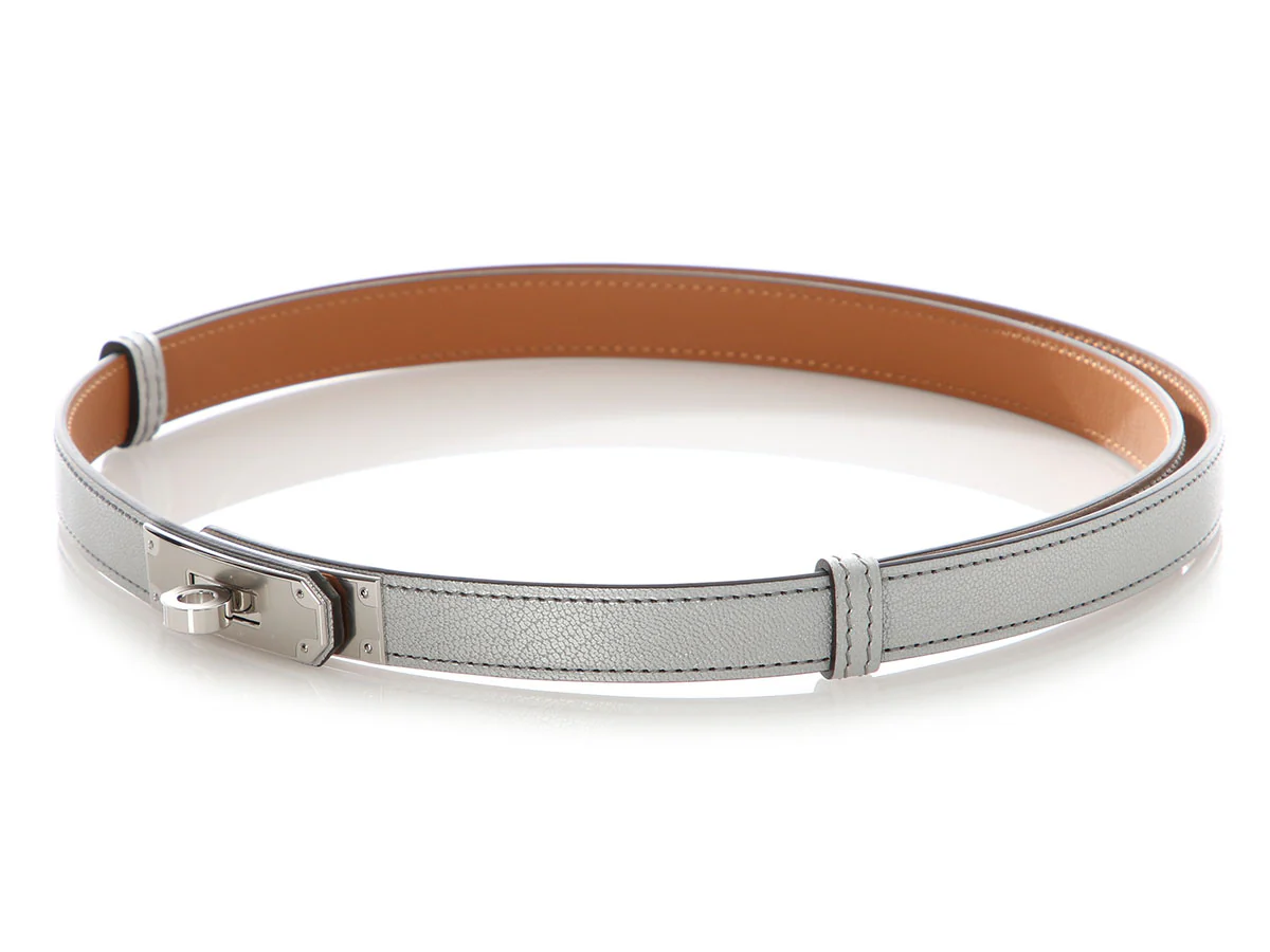 Hermès Silver Chamkilight Goatskin Kelly Belt - Image 3