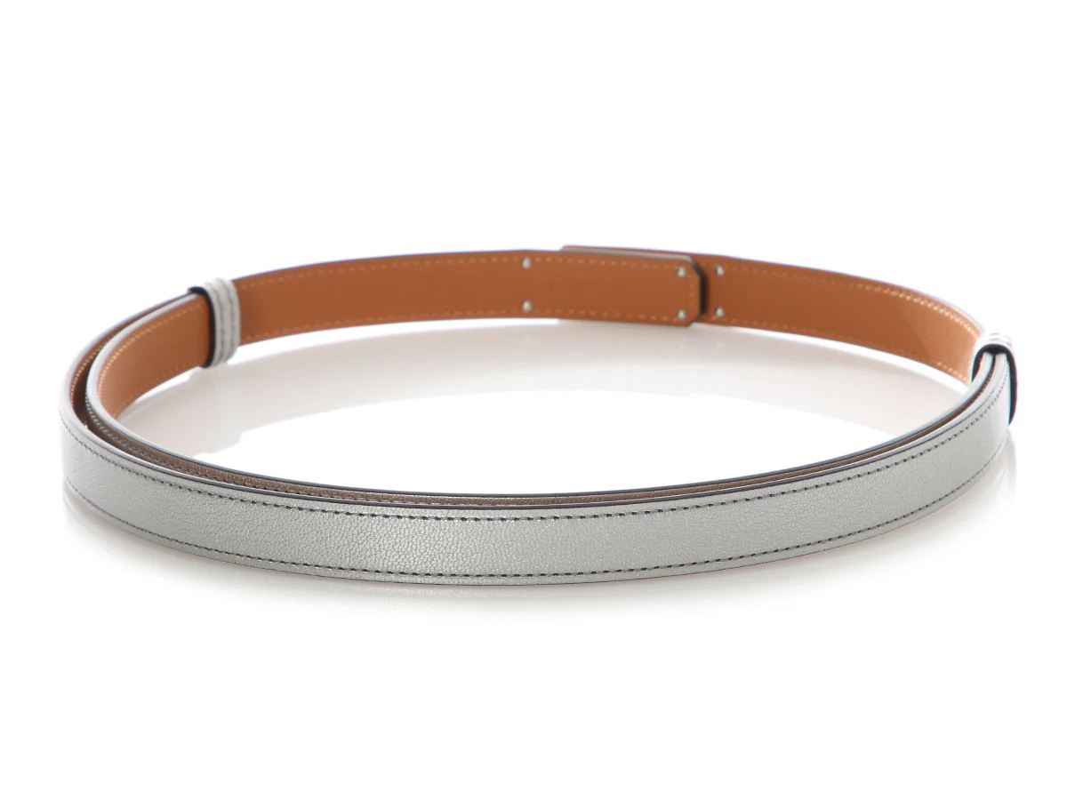 Hermès Silver Chamkilight Goatskin Kelly Belt - Image 4