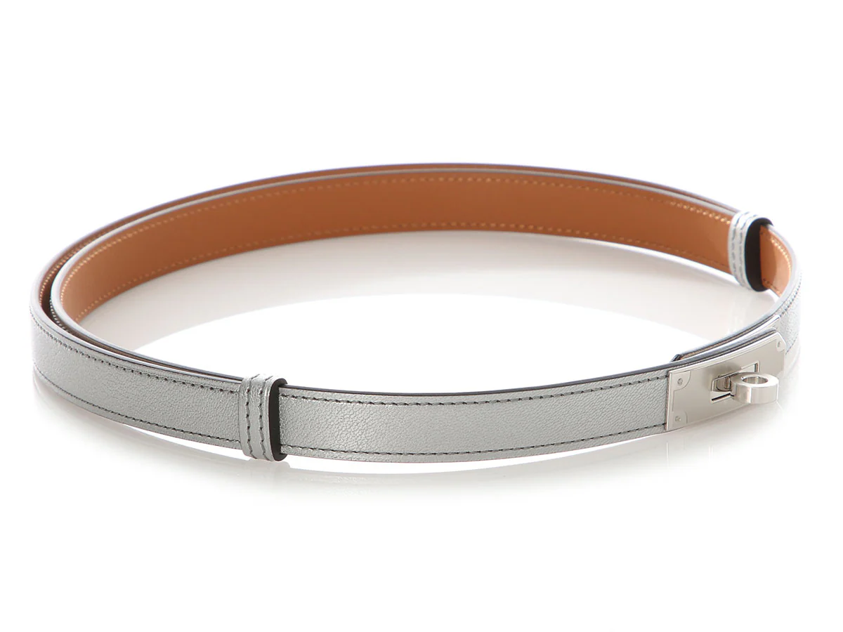 Hermès Silver Chamkilight Goatskin Kelly Belt - Image 5