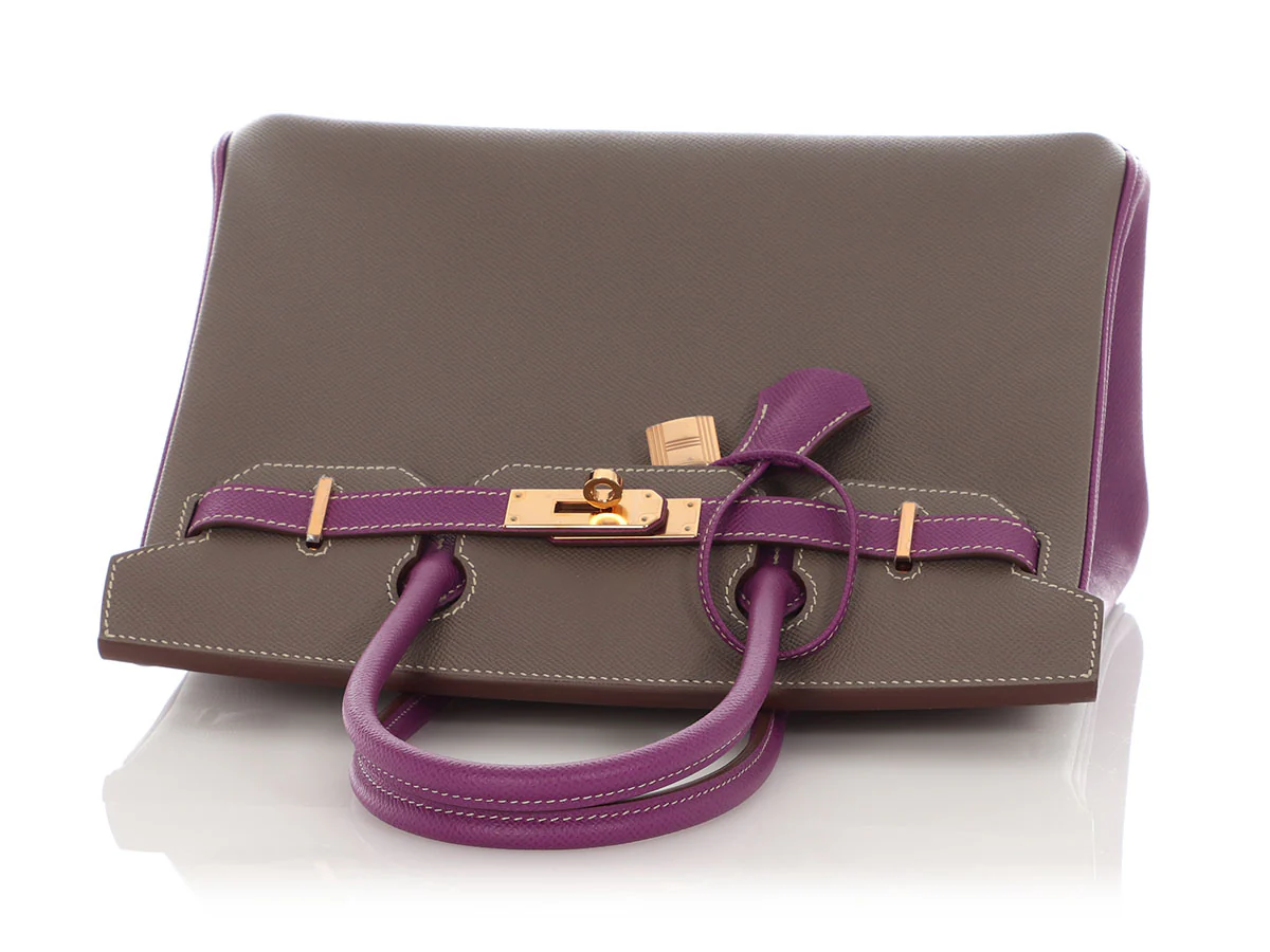 Hermès SO Etain and Anemone Epsom Birkin 30 - Image 7