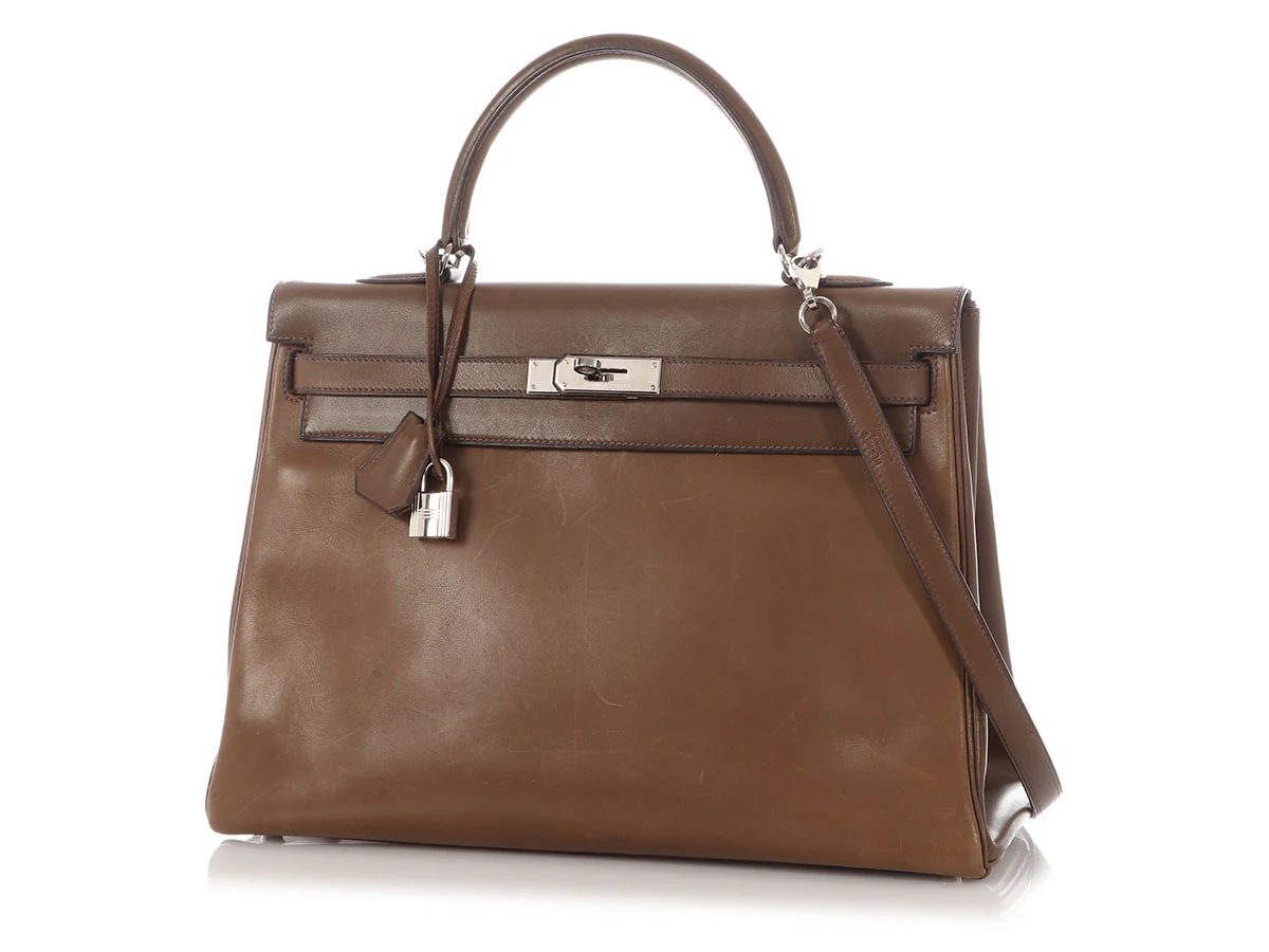 Hermès Vintage Olive Barenia Kelly 35 - Image 2