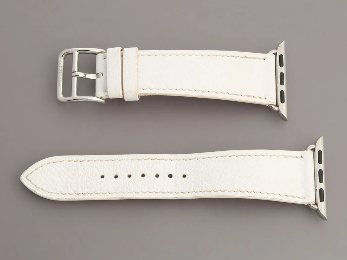 Hermès White Epsom Apple Watch Single Tour Band 42mm - Image 2