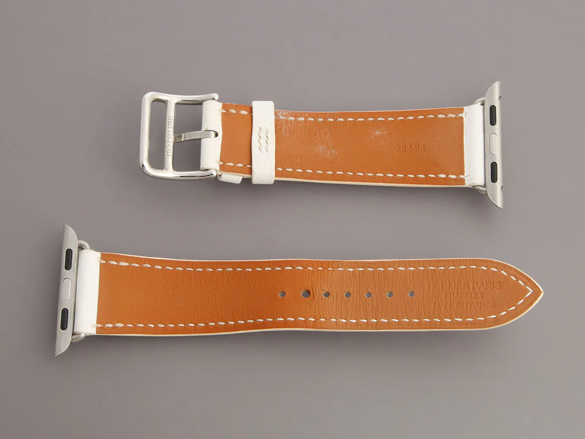 Hermès White Epsom Apple Watch Single Tour Band 42mm - Image 3