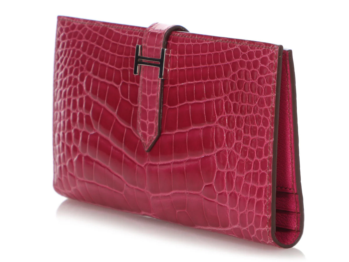 Hermès Fuchsia Shiny Alligator Béarn Wallet - Image 3