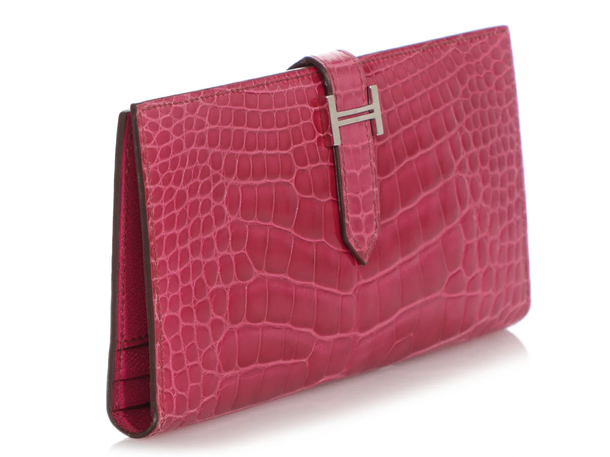 Hermès Fuchsia Shiny Alligator Béarn Wallet - Image 5