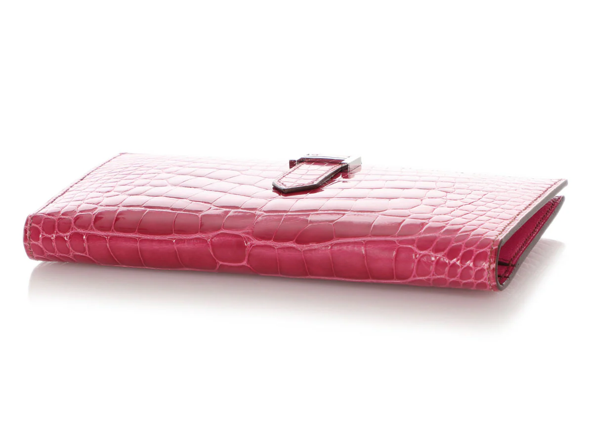 Hermès Fuchsia Shiny Alligator Béarn Wallet - Image 6