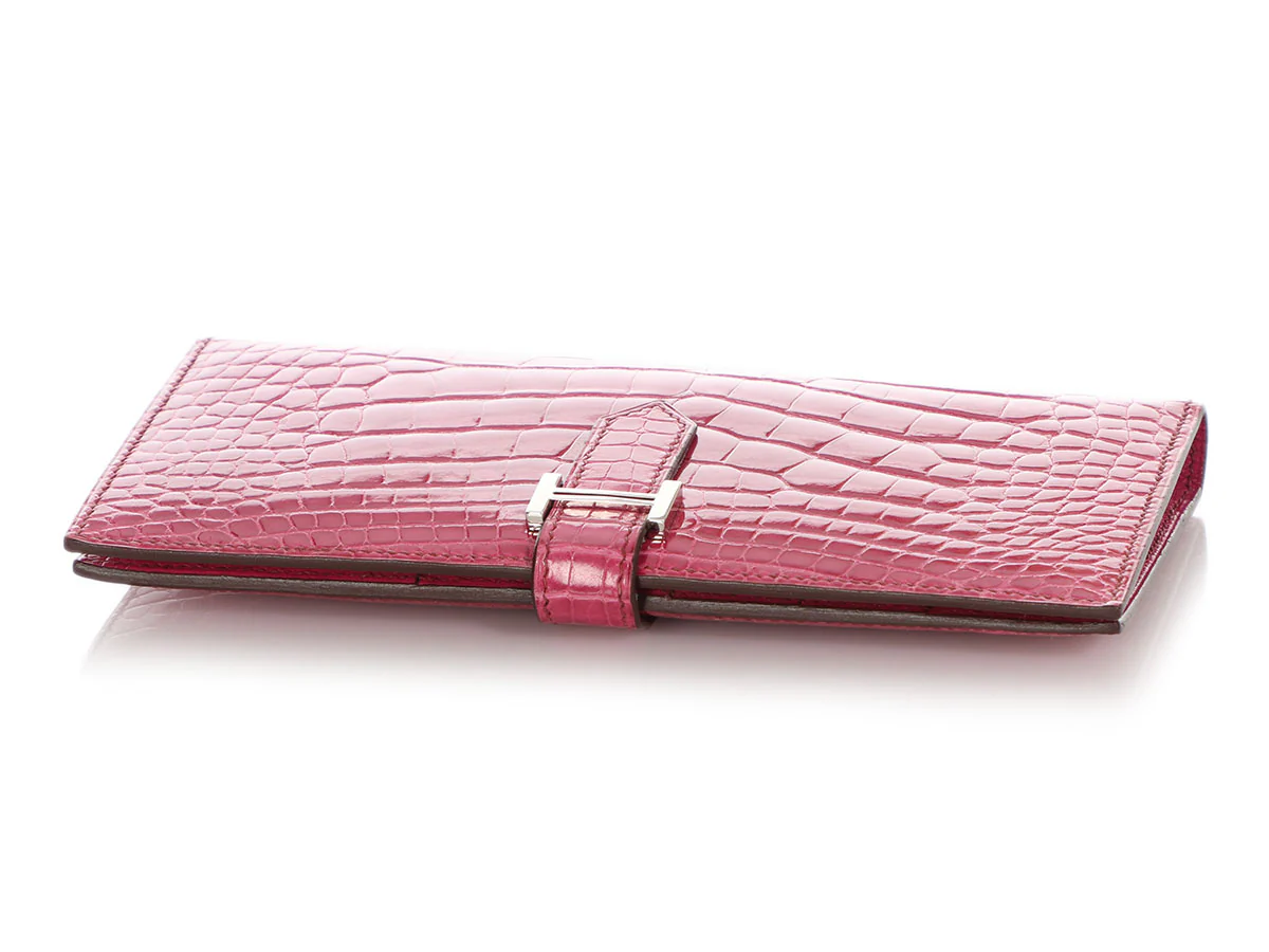 Hermès Fuchsia Shiny Alligator Béarn Wallet - Image 7