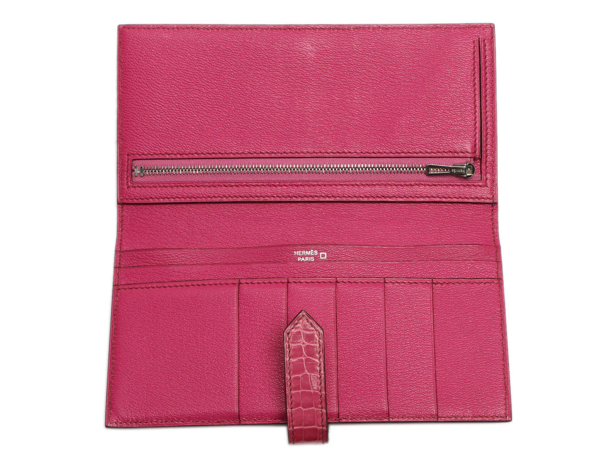 Hermès Fuchsia Shiny Alligator Béarn Wallet - Image 8