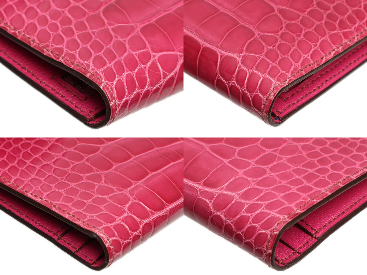 Hermès Fuchsia Shiny Alligator Béarn Wallet - Image 9