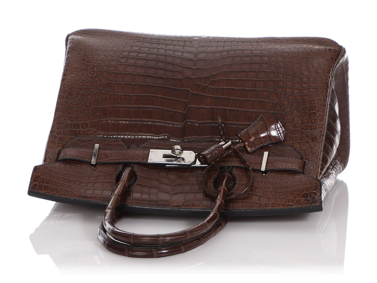 Hermès Havane Matte Porosus Crocodile Birkin 30 - Image 7