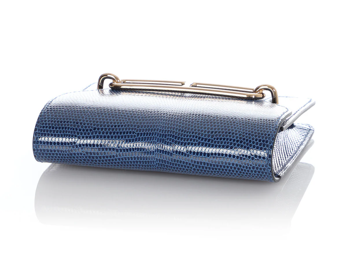 Hermès Bleu Saphir Shiny Lizard Roulis Wallet - Image 8