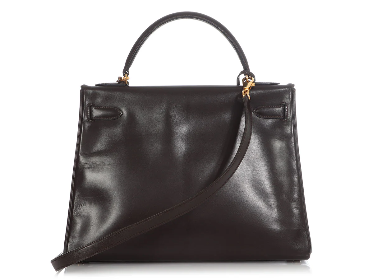 Hermès Vintage Chocolate Box Calfskin Kelly 32 - Image 4