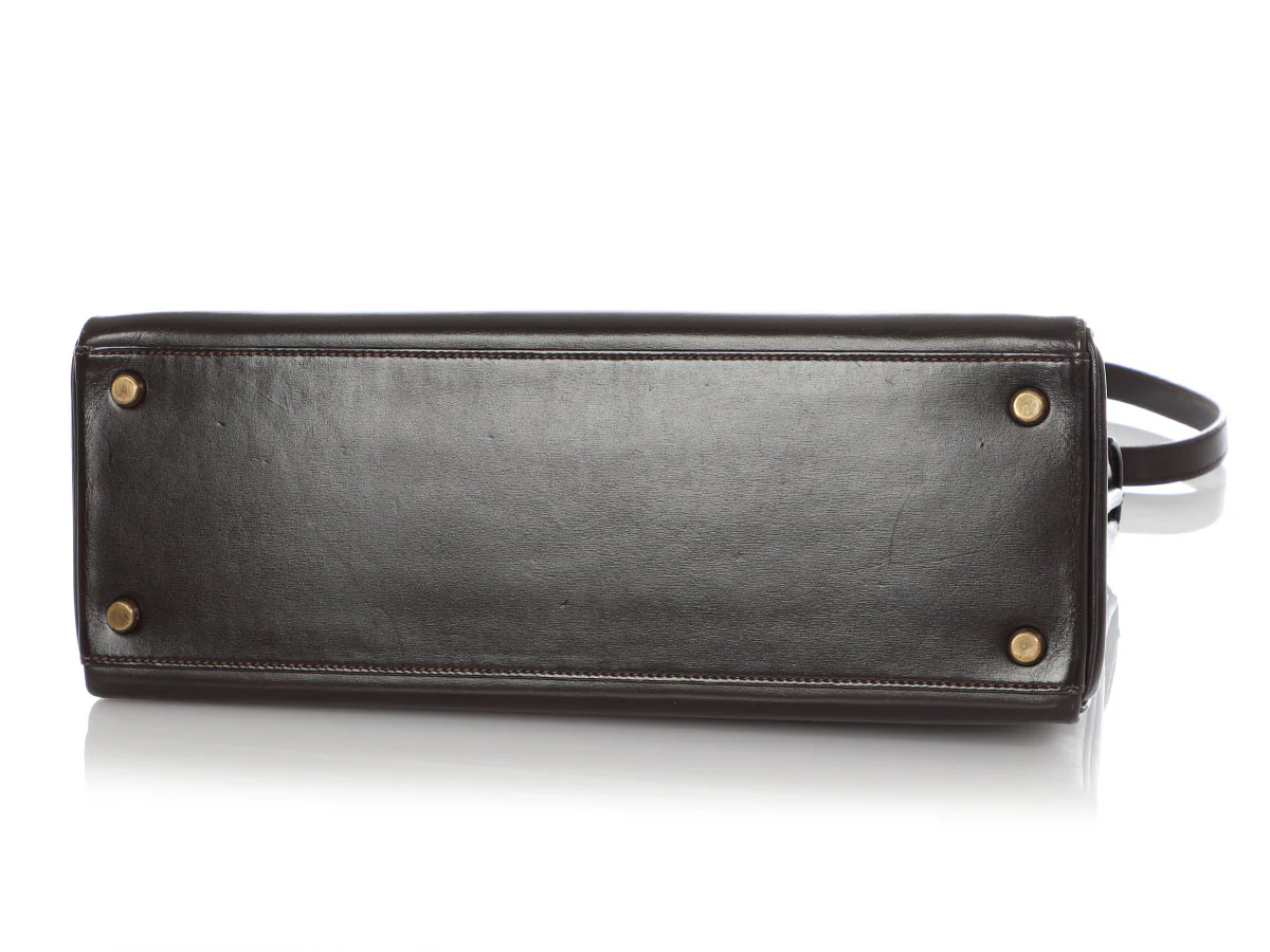 Hermès Vintage Chocolate Box Calfskin Kelly 32 - Image 6