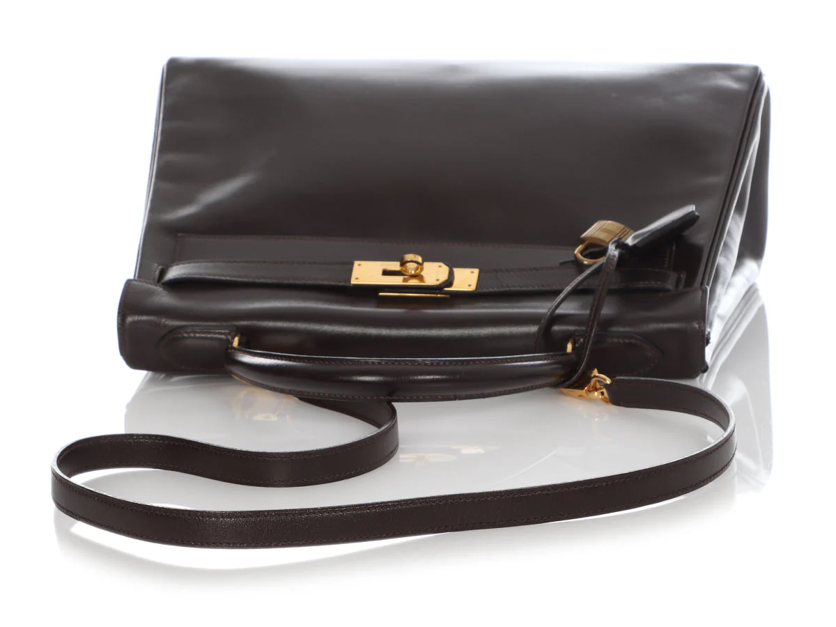 Hermès Vintage Chocolate Box Calfskin Kelly 32 - Image 7