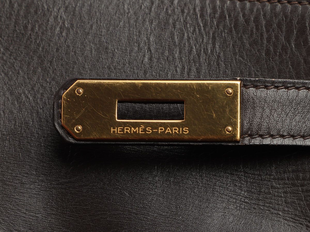 Hermès Vintage Chocolate Box Calfskin Kelly 32 - Image 9