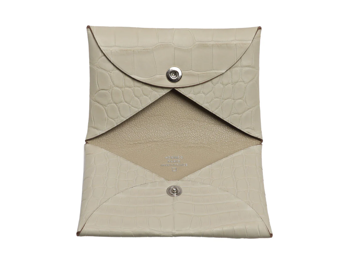 Hermès Beton Matte Alligator Calvi Card Holder - Image 9