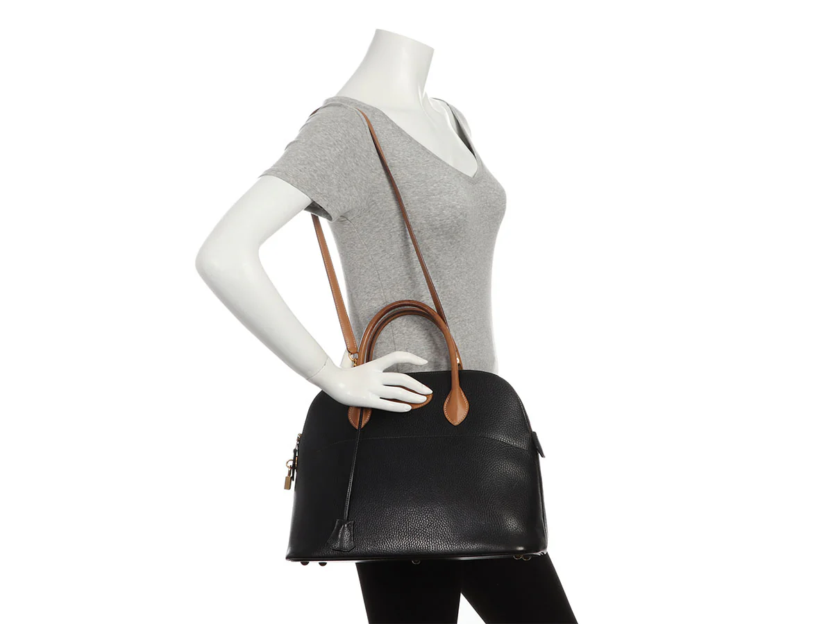 Hermès Vintage Black and Tan Ardennes Bolide 35 - Image 10