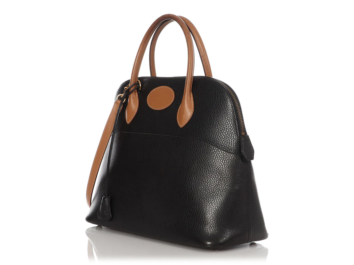 Hermès Vintage Black and Tan Ardennes Bolide 35 - Image 3