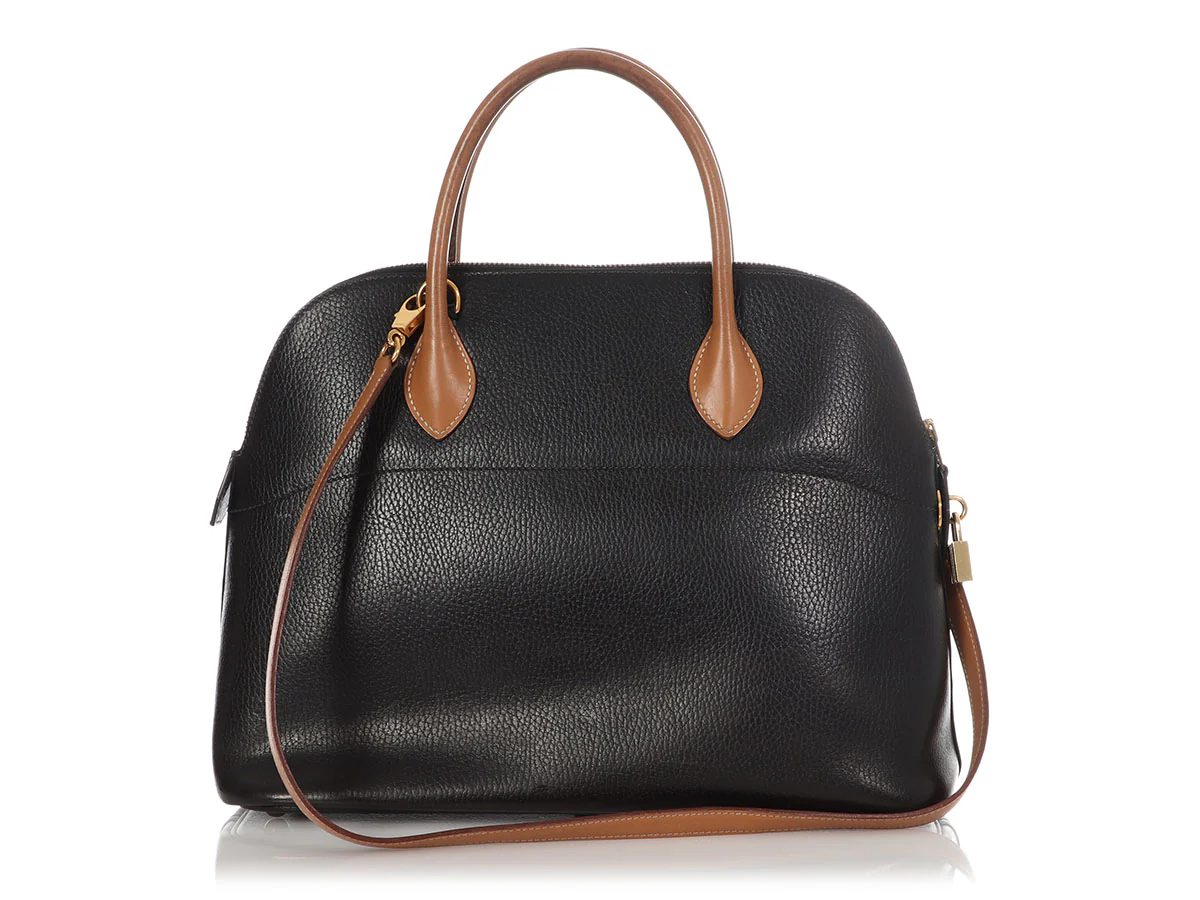 Hermès Vintage Black and Tan Ardennes Bolide 35 - Image 4