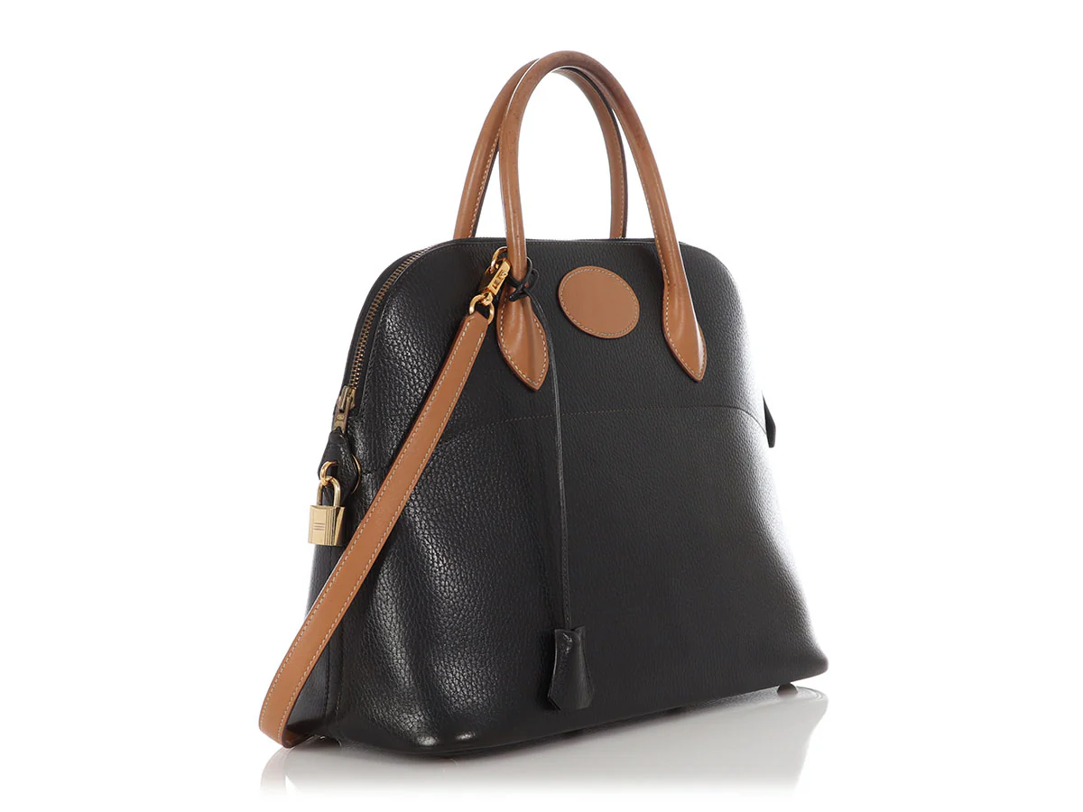 Hermès Vintage Black and Tan Ardennes Bolide 35 - Image 5